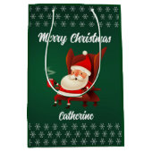 Moderne Seizoensgebonden Kerstman Vrolijk Kerstfee Medium Cadeauzakje (Voorkant)