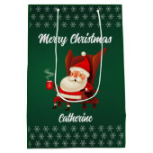 Moderne Seizoensgebonden Kerstman Vrolijk Kerstfee Medium Cadeauzakje (Achterkant)