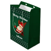 Moderne Seizoensgebonden Kerstman Vrolijk Kerstfee Medium Cadeauzakje (Achterkant Gekanteld)