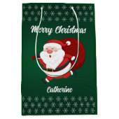 Moderne Seizoensgebonden Kerstman Vrolijk Kerstfee Medium Cadeauzakje (Voorkant)