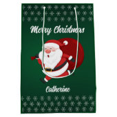 Moderne Seizoensgebonden Kerstman Vrolijk Kerstfee Medium Cadeauzakje (Achterkant)