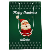 Moderne Seizoensgebonden Kerstman Vrolijk Kerstfee Medium Cadeauzakje (Achterkant)