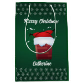 Moderne Seizoensgebonden Kerstman Vrolijk Kerstfee Medium Cadeauzakje (Voorkant)