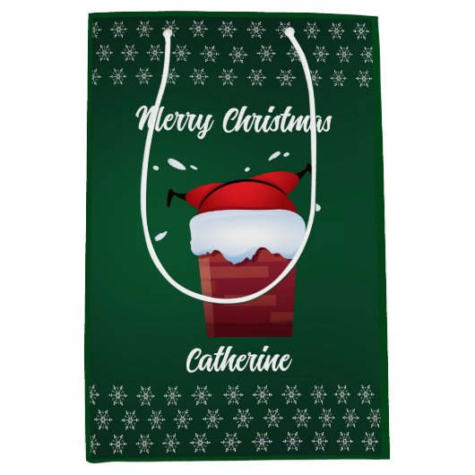 Moderne Seizoensgebonden Kerstman Vrolijk Kerstfee Medium Cadeauzakje (Voorkant)