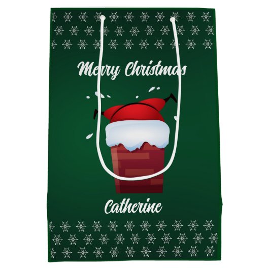 Moderne Seizoensgebonden Kerstman Vrolijk Kerstfee Medium Cadeauzakje (Achterkant)