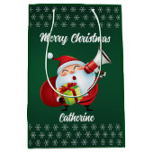 Moderne Seizoensgebonden Kerstman Vrolijk Kerstfee Medium Cadeauzakje (Voorkant)