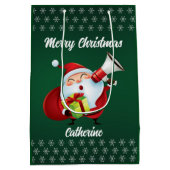 Moderne Seizoensgebonden Kerstman Vrolijk Kerstfee Medium Cadeauzakje (Achterkant)