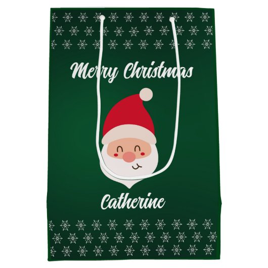 Moderne Seizoensgebonden Kerstman Vrolijk Kerstfee Medium Cadeauzakje (Achterkant)