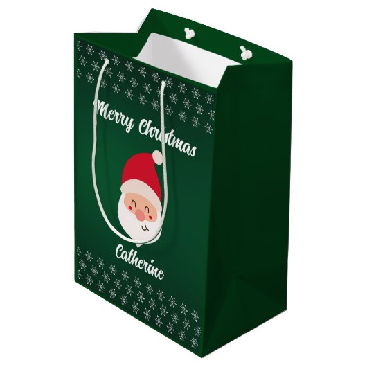 Moderne Seizoensgebonden Kerstman Vrolijk Kerstfee Medium Cadeauzakje (Achterkant Gekanteld)