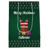 Moderne Seizoensgebonden Kerstman Vrolijk Kerstfee Medium Cadeauzakje (Achterkant)