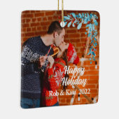 moderne seizoensvolle kerstfeestelijke foto keramisch ornament (Rechts)