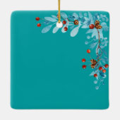 moderne seizoensvolle kerstfeestelijke foto keramisch ornament (Achterkant)