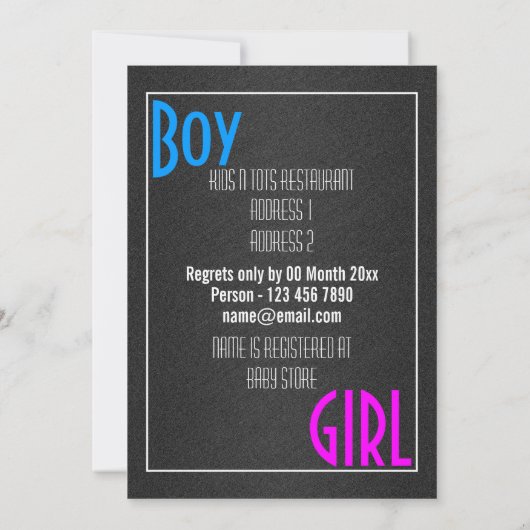 Moderne sekse onthulling retro party kaart (Achterkant)