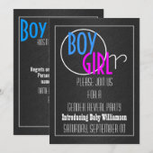 Moderne sekse onthulling retro party kaart (Voorkant / Achterkant)