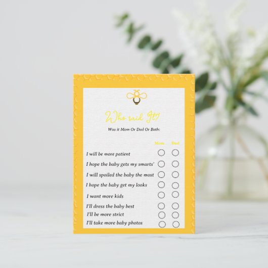 Moderne sekse onthult feestelijke bijenthema's briefkaart (Staand voorkant)