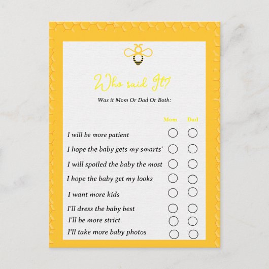 Moderne sekse onthult feestelijke bijenthema's briefkaart (Voorkant)