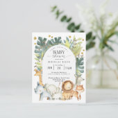 Moderne seksneutrale Safari-oerwouden douche Uitnodiging Briefkaart (Staand voorkant)