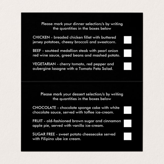 Moderne selectie in het menu Eenvoudig script in z Visitekaartje (Binnenkant ongevouwen)