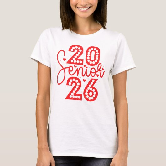 Moderne Senior 2026 Script Gestippelde Afstuderen T-shirt (Voorkant)