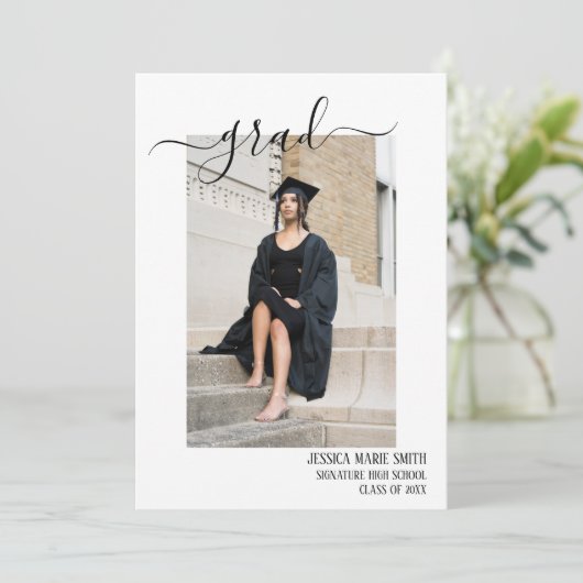 Moderne Senior Afstuderen Fotocollage Bedankkaart (Staand voorkant)