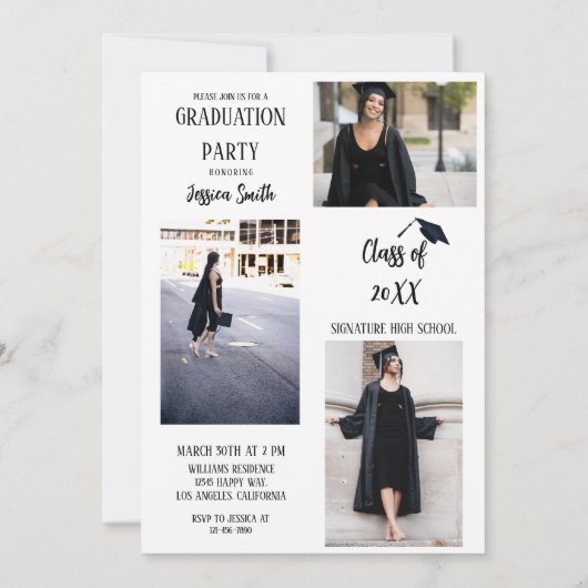 Moderne Senior Afstuderen Fotocollage Bedankkaart (Achterkant)