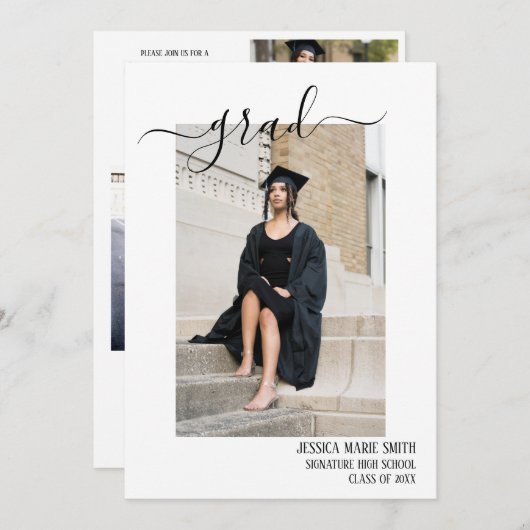 Moderne Senior Afstuderen Fotocollage Bedankkaart (Voorkant / Achterkant)