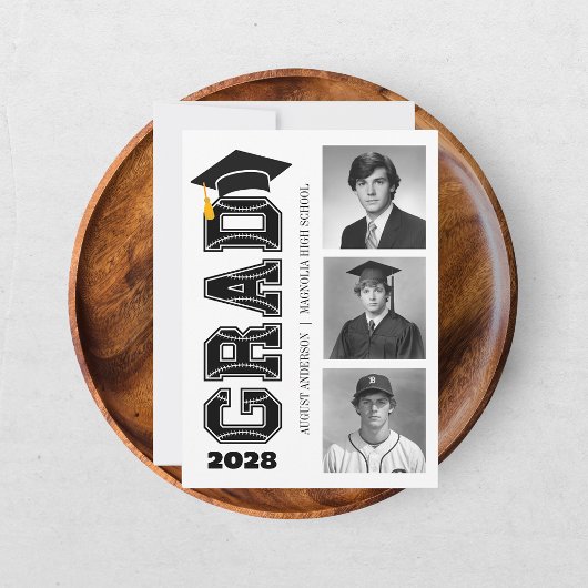 Moderne Senior Honkbal Speler Foto Afstuderen Kaart