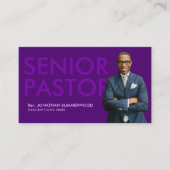 Moderne Senior Pastor met Foto Paarse Visitekaartje (Voorkant)