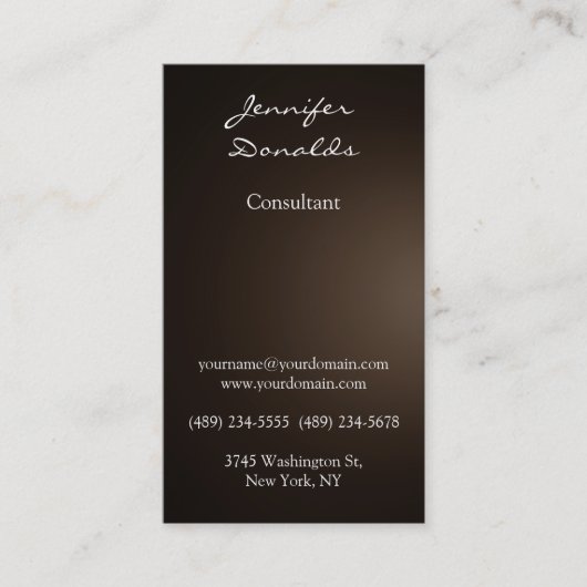 Moderne Sepia Brown Colour Handwriting Plain Uniek Visitekaartje (Voorkant)