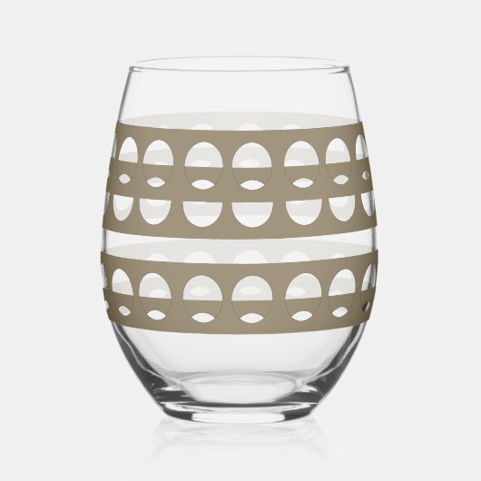 Moderne Sepia Shapes Patroon Drinkware Set Wijnglas Zonder Voet (Voorkant)