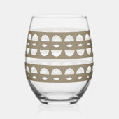 Moderne Sepia Shapes Patroon Drinkware Set Wijnglas Zonder Voet (Achterkant)