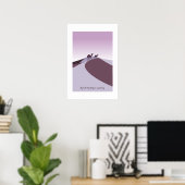 Moderne serene kamelen lopen door de woestijn paar poster (Thuiskantoor)