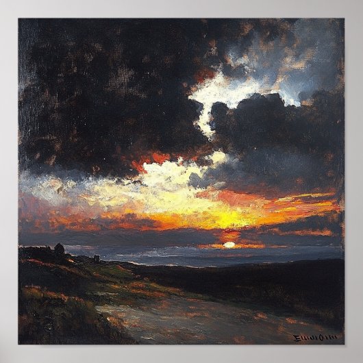 Moderne serene zonsondergang landschapsprint voor poster (Voorkant)
