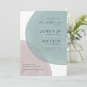 Moderne Serenity Waterverf Huwelijksuitnodiging Kaart (Staand voorkant)