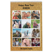 Moderne serie foto Collage Gold Glitter op maat Kalender (Hoes)