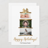 Moderne serie foto Gold Bow Prettige feestdagen Feestdagenkaart (Voorkant / Achterkant)