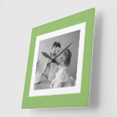 Moderne serie Foto Groene Eenvoudig Lovely Gift Vierkante Klok (Hoek)