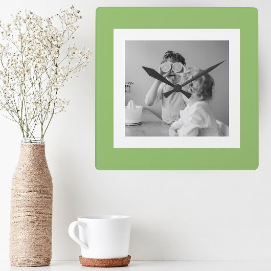 Moderne serie Foto Groene Eenvoudig Lovely Gift Vierkante Klok