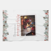 Moderne serie Foto Merry Kerstmis Rustic Theedoek (Horizontaal)