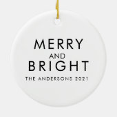 Moderne serie foto's Merry & Bright Keramisch Ornament (Achterkant)