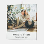 Moderne serie foto's Merry & Bright Keramisch Ornament (Links)