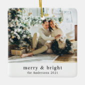 Moderne serie foto's Merry & Bright Keramisch Ornament (Voorkant)
