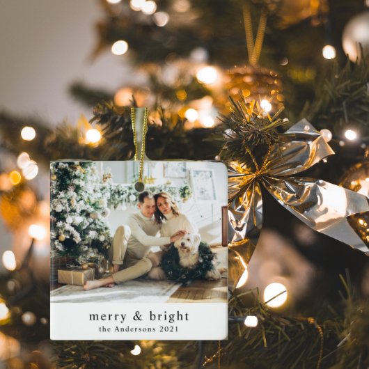 Moderne serie foto's Merry & Bright Keramisch Ornament