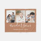 Moderne serie Monogram 3 Foto Collage Fleece Deken (Voorkant (Horizontaal))