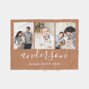 Moderne serie Monogram 3 Foto Collage Fleece Deken