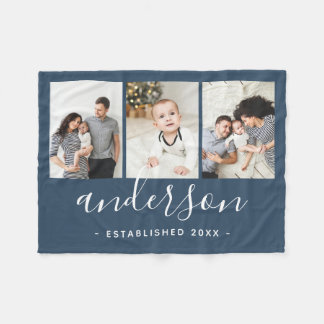 Moderne serie Monogram 3 Foto Collage Fleece Deken