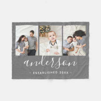 Moderne serie Monogram 3 Foto Collage Fleece Deken