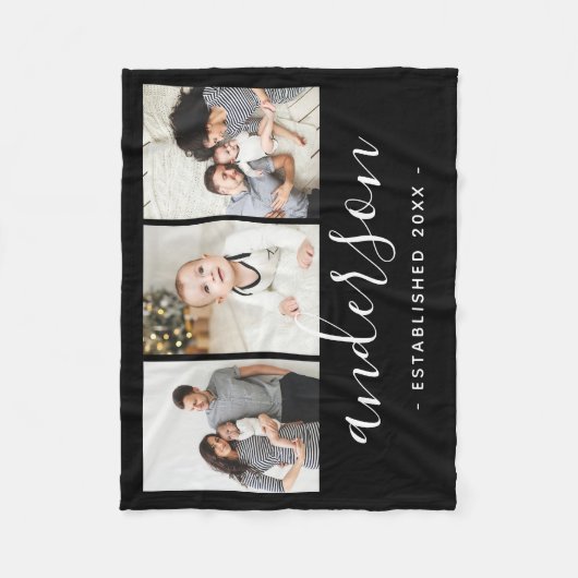 Moderne serie Monogram 3 Foto Collage Fleece Deken (Voorkant)