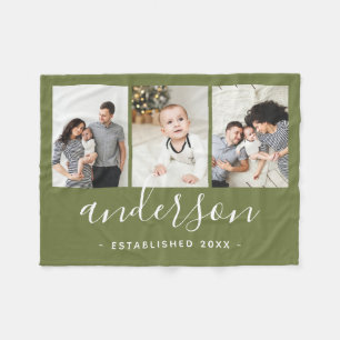 Moderne serie Monogram 3 Foto Collage Fleece Deken