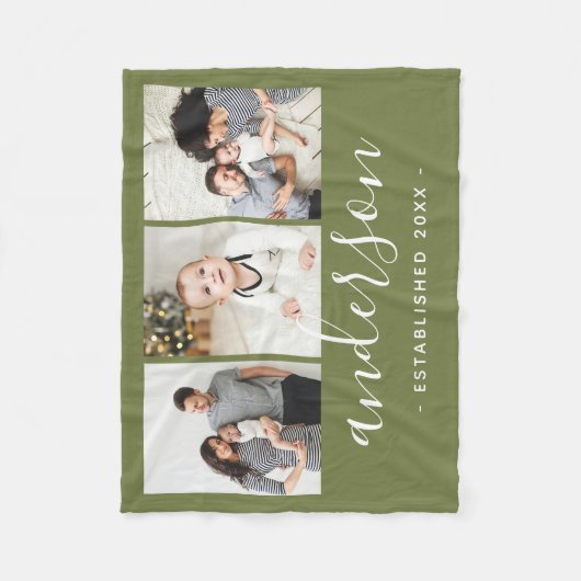 Moderne serie Monogram 3 Foto Collage Fleece Deken (Voorkant)